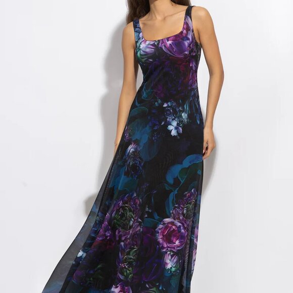 JIORO - BACKLESS LONG DRESS - PEONIES - Picture 1 of 7